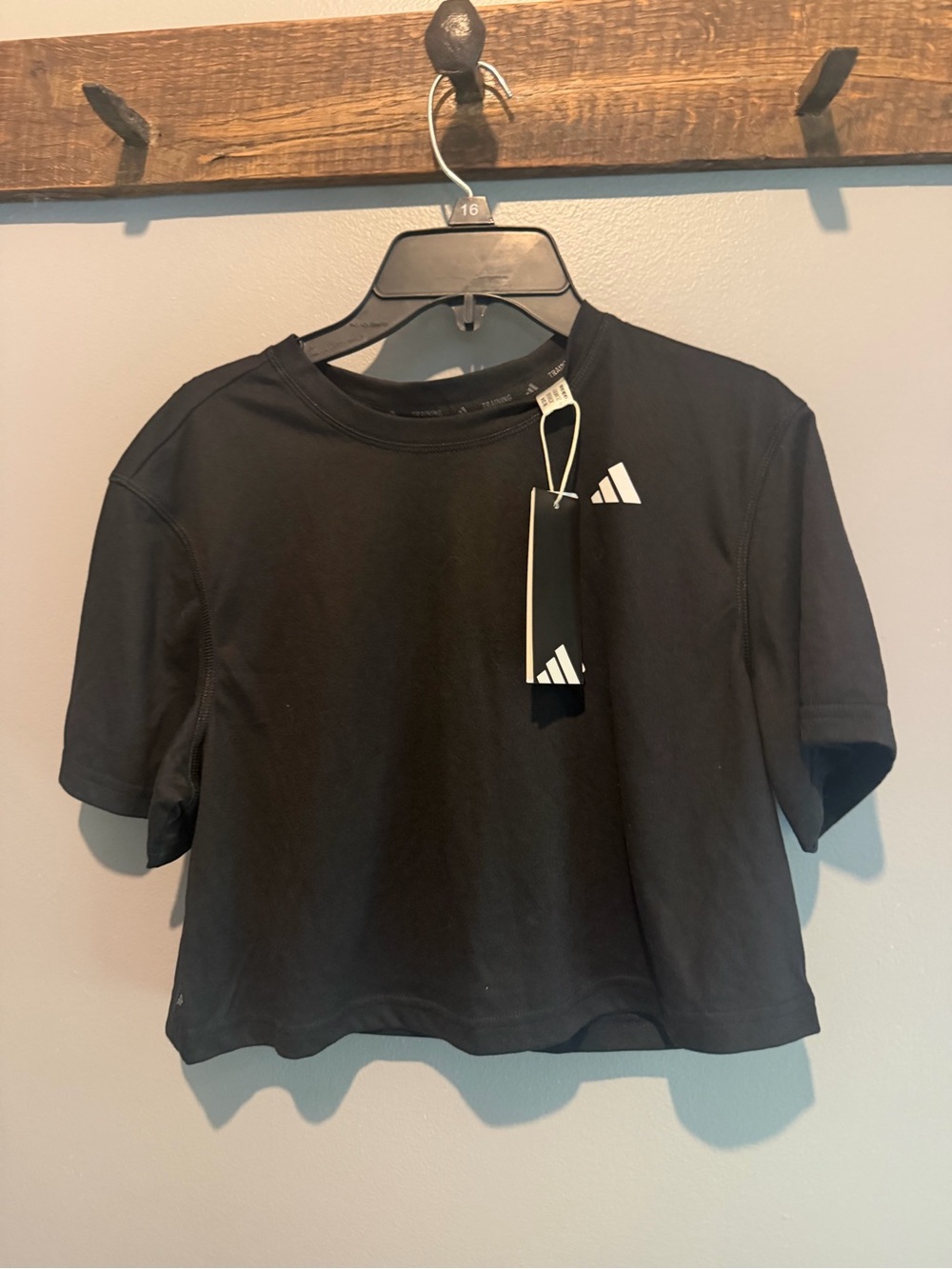 adidas Black Training Tee with White Logo